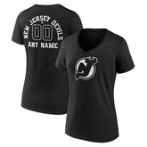 New Jersey Devils Women's Personalized Name & Number Monochrome V-Neck T-Shirt - NHL T-shirts