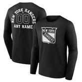 New York Rangers Personalized Name & Number Monochrome Long Sleeve T-Shirt - NHL T-shirts