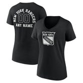 New York Rangers Women's Personalized Name & Number Monochrome V-Neck T-Shirt - NHL T-shirts