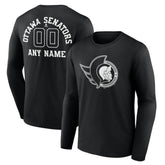 Ottawa Senators Personalized Name & Number Monochrome Long Sleeve T-Shirt - NHL T-shirts