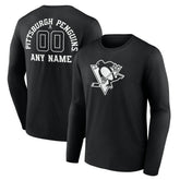 Pittsburgh Penguins Personalized Name & Number Monochrome Long Sleeve T-Shirt - NHL T-shirts