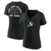 San Jose Sharks Women's Personalized Name & Number Monochrome V-Neck T-Shirt - NHL T-shirts