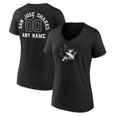 San Jose Sharks Women's Personalized Name & Number Monochrome V-Neck T-Shirt - NHL T-shirts
