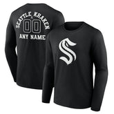 Seattle Kraken Personalized Name & Number Monochrome Long Sleeve T-Shirt - NHL T-shirts