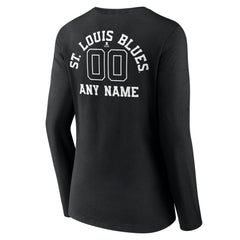 St. Louis Blues Women's Personalized Name & Number Monochrome Long Sleeve V-Neck T-Shirt - NHL T-shirts