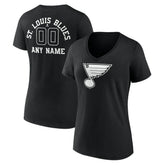 St. Louis Blues Women's Personalized Name & Number Monochrome V-Neck T-Shirt - NHL T-shirts