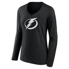 Tampa Bay Lightning Women's Personalized Name & Number Monochrome Long Sleeve V-Neck T-Shirt - NHL T-shirts