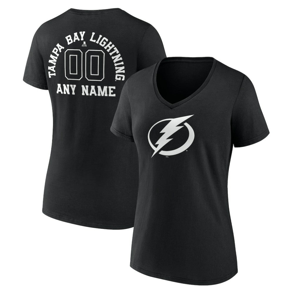 Tampa Bay Lightning Women's Personalized Name & Number Monochrome V-Neck T-Shirt - NHL T-shirts