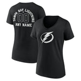 Tampa Bay Lightning Women's Personalized Name & Number Monochrome V-Neck T-Shirt - NHL T-shirts