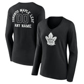 Toronto Maple Leafs Women's Personalized Name & Number Monochrome Long Sleeve V-Neck T-Shirt - NHL T-shirts