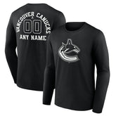 Vancouver Canucks Personalized Name & Number Monochrome Long Sleeve T-Shirt - NHL T-shirts