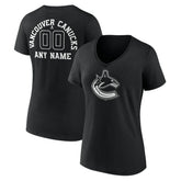 Vancouver Canucks Women's Personalized Name & Number Monochrome V-Neck T-Shirt - NHL T-shirts