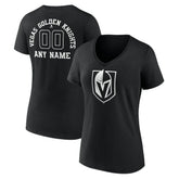 Vegas Golden Knights Women's Personalized Name & Number Monochrome V-Neck T-Shirt - NHL T-shirts