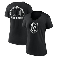 Vegas Golden Knights Women's Personalized Name & Number Monochrome V-Neck T-Shirt - NHL T-shirts