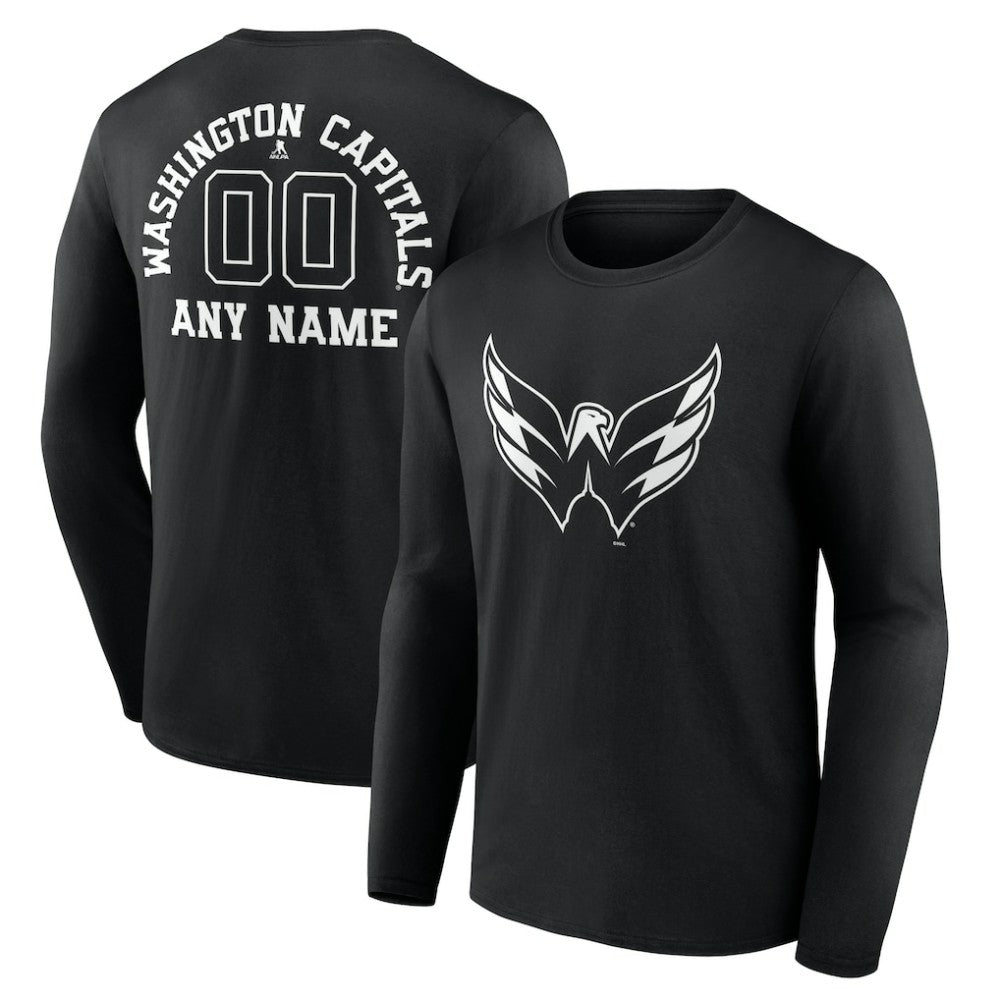 Washington Capitals Personalized Name & Number Monochrome Long Sleeve T-Shirt - NHL T-shirts