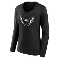 Washington Capitals Women's Personalized Name & Number Monochrome Long Sleeve V-Neck T-Shirt - NHL T-shirts