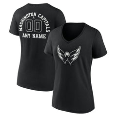 Washington Capitals Women's Personalized Name & Number Monochrome V-Neck T-Shirt - NHL T-shirts