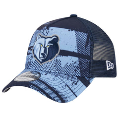 Navy/Light Blue Memphis Grizzlies Tip Off A-Frame Trucker 9FORTY Adjustable Hat | NBA