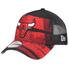 Black/Red Chicago Bulls Tip Off A-Frame Trucker 9FORTY Adjustable Hat | NBA