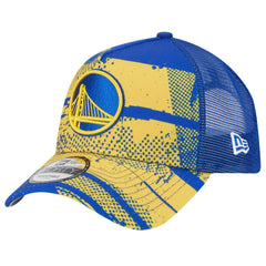 Royal/Gold Golden State Warriors Tip Off A-Frame Trucker 9FORTY Adjustable Hat sale | NBA
