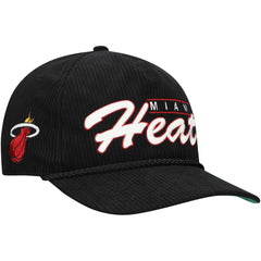 Black Miami Heat '47 Double Header Sidepatch Cord Hitch Adjustable Hat | NBA