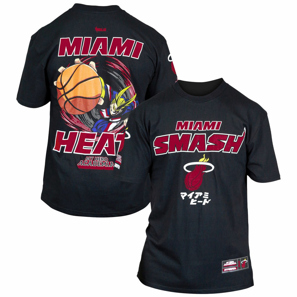 Black Miami Heat Hyperfly Unisex NBA x My Hero Academia All Might Smash T-Shirt | NBA