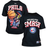 Black Philadelphia 76ers Hyperfly Unisex NBA x My Hero Academia All Might Smash T-Shirt | NBA