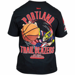 Black Portland Trail Blazers Hyperfly Unisex NBA x My Hero Academia All Might Smash T-Shirt | NBA