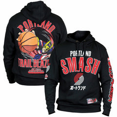 Black Portland Trail Blazers Hyperfly Unisex NBA x My Hero Academia All Might Smash Pullover Hoodie | NBA