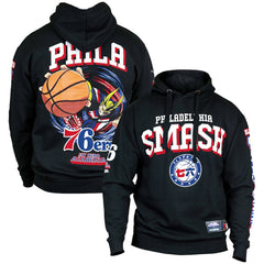 Black Philadelphia 76ers Hyperfly Unisex NBA x My Hero Academia All Might Smash Pullover Hoodie | NBA