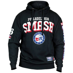 Black Philadelphia 76ers Hyperfly Unisex NBA x My Hero Academia All Might Smash Pullover Hoodie | NBA