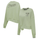 Texas Rangers Pro Standard Women's Neutral Oversized Boxy Cropped Pullover Sweatshirt - MLB Pullover