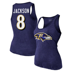 Baltimore Ravens Lamar Jackson Majestic Threads Women's Name & Number Tri-Blend Tank Top | NFL New