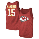 Kansas City Chiefs Patrick Mahomes Majestic Threads Tri-Blend Player Name & Number Tank Top | NFL Outlet