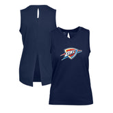 Navy Oklahoma City Thunder Levelwear Women's Paisley Core V-Neck Tank Top | NBA