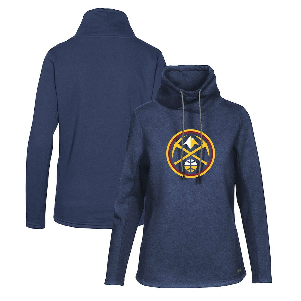 Navy Denver Nuggets Levelwear Women's Loop Core Funnel Neck Pullover Sweatshirt sale | NBA