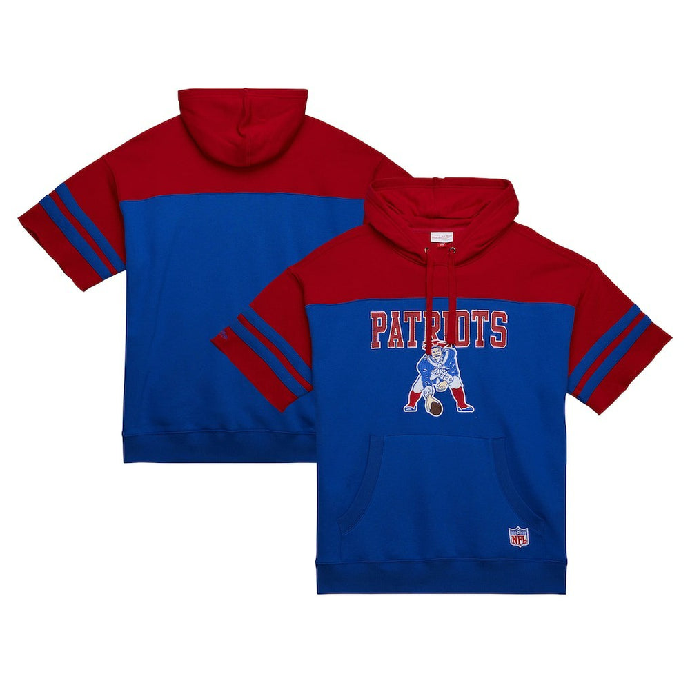 New England Patriots Off Field Vintage Logo Short Sleeve Pullover Hoodie | NFL US