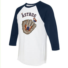 Houston Astros Tiny Turnip Unisex Butterfly Glove 3/4-Sleeve Raglan T-Shirt - MLB T-shirts