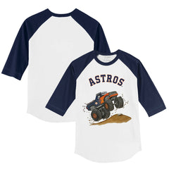 Houston Astros Tiny Turnip Youth Monster Truck 3/4-Sleeve Raglan T-Shirt - MLB T-shirts