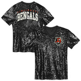 Cincinnati Bengals Girls Youth Wordmark Sequin V-Neck Top | NFL US