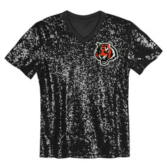 Cincinnati Bengals Girls Youth Wordmark Sequin V-Neck Top | NFL US