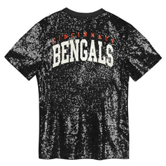Cincinnati Bengals Girls Youth Wordmark Sequin V-Neck Top | NFL US