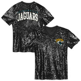 Jacksonville Jaguars Girls Youth Wordmark Sequin V-Neck Top | NFL Discount