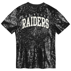 Las Vegas Raiders Girls Youth Wordmark Sequin V-Neck Top | NFL Hot