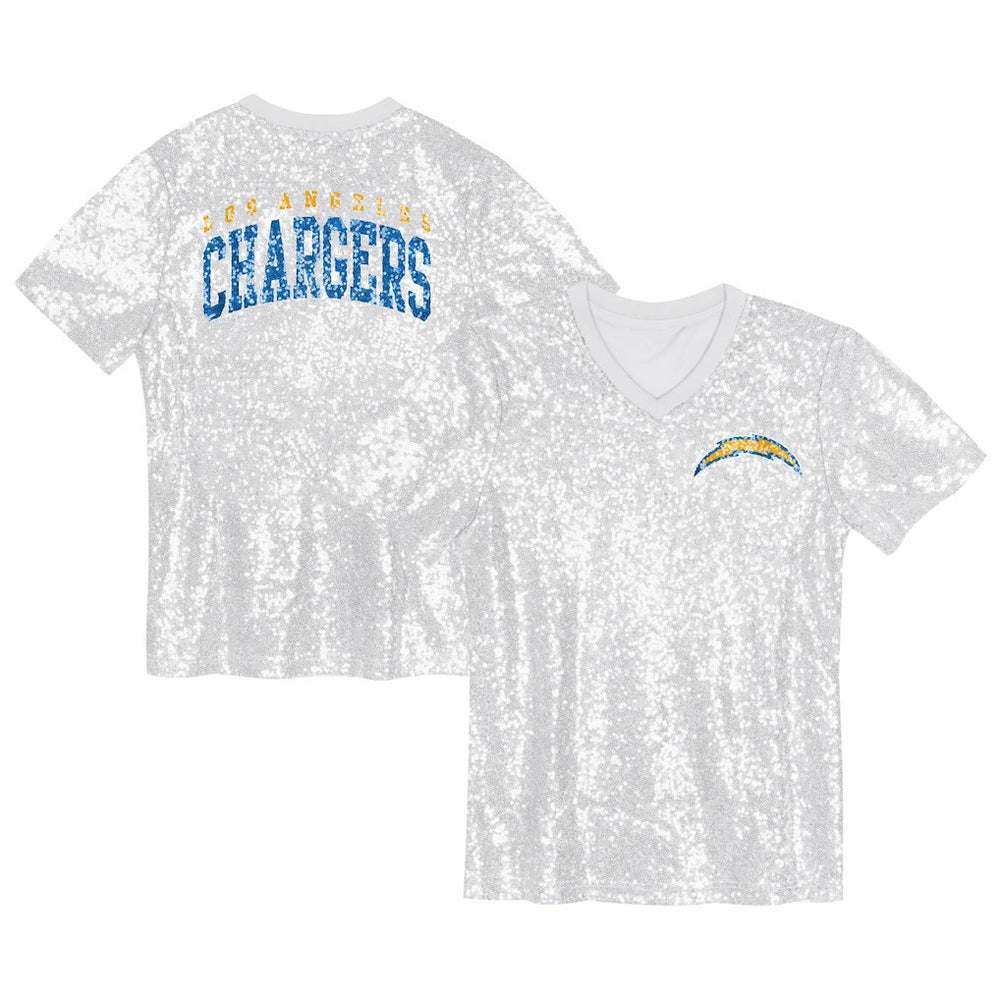 Los Angeles Chargers Girls Youth Wordmark Sequin V-Neck Top | NFL New