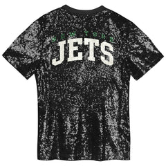 New York Jets Girls Youth Wordmark Sequin V-Neck Top | NFL Discount