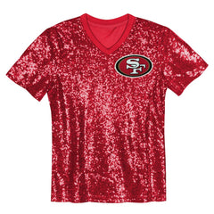 San Francisco 49ers Girls Youth Wordmark Sequin V-Neck Top | NFL Near me