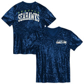 Seattle Seahawks Girls Youth Wordmark Sequin V-Neck Top | NFL US