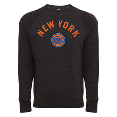 Black New York Knicks Sportiqe Unisex Harmon Super Soft Tri-Blend Raglan Pullover Sweatshirt | NBA