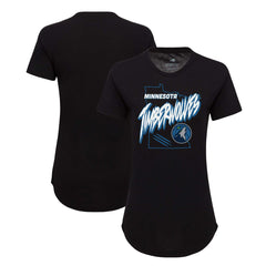 Black Minnesota Timberwolves Sportiqe Women's Phoebe Super Soft Tri-Blend T-Shirt | NBA